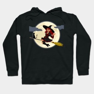 Happy Halloween Witch and Black Cat Hoodie